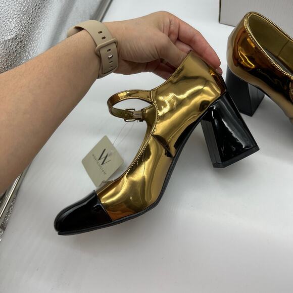 Worthington Larcie Womens Cap Closed Toe Gold Block Heel Pumps Size 7M - Picture 11 of 15